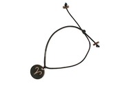 Oryginalna bransoletka sznurkowa zawiązana z czarnego sznurka jubilerskiego, z przywieszką drewnianą z wypalonym znakiem zodiaku