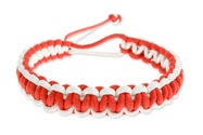 Oryginalna bransoletka wykonana ręcznie techniką makrama ze sznurka jubilerskiego w kolorze biało-czerwonym
