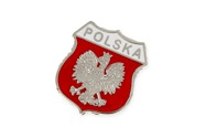 Przypinka z Godłem Polski wykonana z metalu nieszlachetnego w kolorze srebrnym
