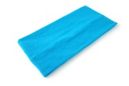 Szeroka elastyczna opaska do włosów wykonana z rozciągliwego materiału koloru błękitnego o szerokości 10 cm