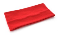 Szeroka materiałowa opaska do włosów koloru czerwonego, wykonana z rozciągliwej dzianiny