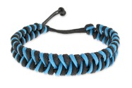 Dwukolorowa bransoletka pleciona ze sznurków jubilerskich w kolorze niebieskim i czarnym
