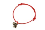 Czerwona Bransoletka wykonana ze sznurka jubilerskiego w kolorze czerwonym z małym uroczym słonikiem