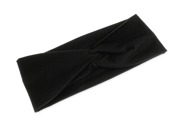 Czarna opaska do włosów wykonana z elastycznego materiału z węzłem