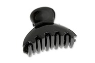 Mała błyszcząca klamerka do włosów wykonana z tworzywa sztucznego w kolorze czarnym