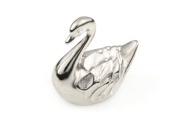 Urocza i romantyczna figurka łabędzia, wykonana z metalu nieszlachetnego w kolorze srebra