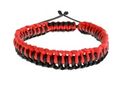 Ręcznie zaplatana bransoletka wykonana ze sznurka jubilerskiego woskowanego w dwóch kolorach - czarnym i czerwonym