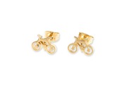 Kolczyki złote rowery, oryginalne dziewczęce wkręty w kolorze złotym