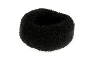 Czarna gumka do włosów typu gruba frotka miękka w dotyku, wykonana z elastycznego, rozciągliwego i miękkiego materiału