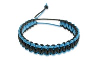 Ręcznie pleciona dwukolorowa bransoletka wykonana ze sznurka jubilerskiego w kolorach czarnym i niebieskim