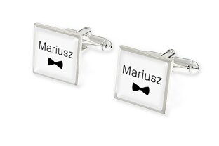 Spinki do mankietów z imieniem "Mariusz" stanowią wyjątkową kombinację stylu i osobistego akcentu
