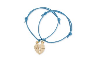 Bransoletka koloru niebieskiego dla zakochanych z przywieszką w kształcie serca