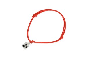 Oryginalna czerwona bransoletka z zawieszką w kolorze postarzonego srebra z wygrawerowanym, chińskim symbolem przyjaźni