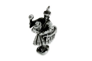 Urocza figurka krakowski Lajkonik stojąca, wykonana z metalu nieszlachetnego w kolorze stalowym