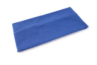 Materiałowa opaska do włosów, wykonana z elastycznej dzianiny w kolorze niebieskim z nutą granatu