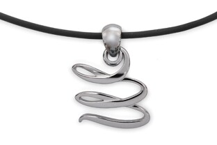Elegancki naszyjnik w kształcie spirali, wykonany z metalu nieszlachetnego w kolorze hematytowym