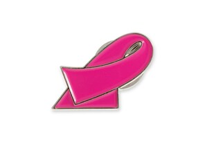Elegancka przypinka różowa wstążka - symbol walki z rakiem piersi