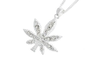 Oryginalny wisior Bling Bling z emblematem liścia marihuany, wykonany z metalu pokrytego powłoką ze srebra