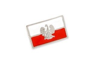 Ta elegancka przypinka, zaprojektowana z niezwykłą dbałością o szczegóły, łączy w sobie głębokie wartości patriotyczne z wyrafinowanym rzemiosłem jubilerskim