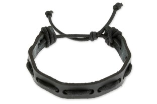 Lekka i dyskretna bransoletka wykonana ze skóry i czarnego sznurka jubilerskiego