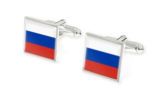 Eleganckie spinki koszulowe z flagą, wykonane z najwyższej jakości stopu metali nieszlachetnych w kolorze srebrnym