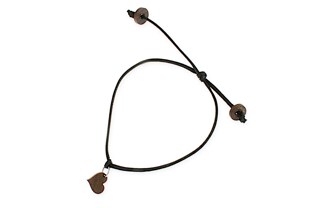 Regulowana bransoletka ze sznurka jubilerskiego czarnego, z przywieszonym sercem w kolorze brązowym, wykonanym z drewna