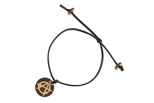 Oryginalna bransoletka z symbolem Anarchii, wykonana ze sznurka jubilerskiego koloru czarnego