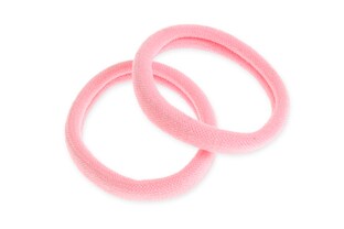 Komplet różowych
elastycznych gumek do włosów, wykonanych z elastycznego, rozciągliwego materiału