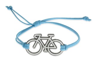 Witaj w świecie niezwykłej elegancji i pasji rowerowej z naszą regulowaną bransoletką wykonaną z niebieskiego sznurka jubilerskiego