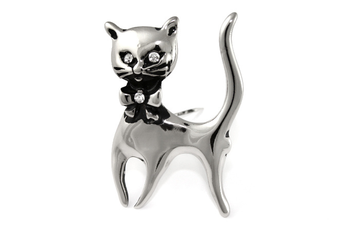 Broszka srebrny kot elegant